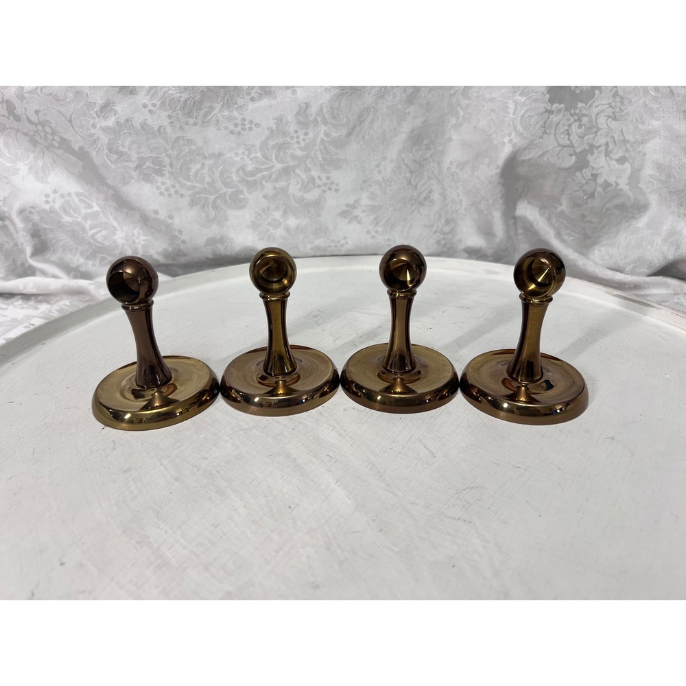 Gatco Design Vintage Polished Brass Towel Bar Curtain Rod Brackets Set of 4